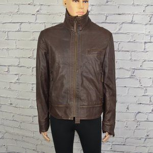 Mens America Leather Jacket motorcycle cafe jacket size medium